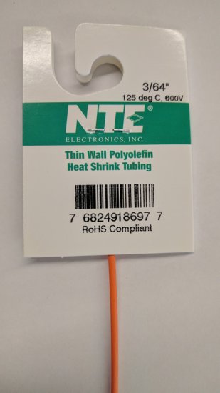 3/64" Orange 48" Thin Wall 2:1 Polyolefin Heat Shrink Tubing