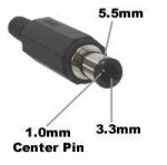 Size D 5.5/3.3/1.0mm Pin Coaxial DC Power Plug Inline