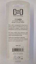 6" Y Cable, 3.5 mm TRS(M) to Dual 1/4 in TRSF