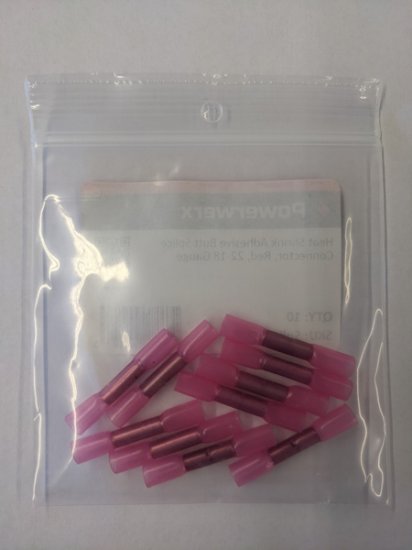 Heat Shrink Adhesive Butt Splice Connector Red 22-18 Awg 10Pk
