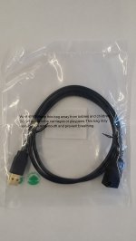 3Ft Black USB 2.0 A Male to A Female Ext. 28/24AWG Cable (Gold)