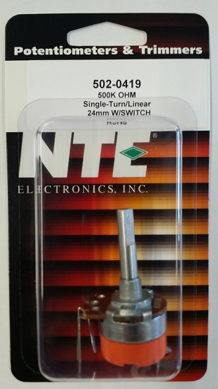 500K Linear Taper Pot w/Switch 0.5W (24mm) Combo Lug 30mm Shaft