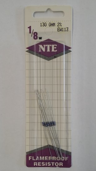 130 Ohm, 1/8W, 2% Metal Film Flameproof Resistor (6Pk)