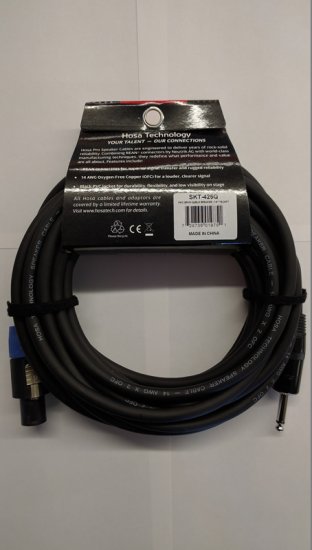 25Ft Pro Speaker Cable REAN Loudspeaker to 1/4in TS 14Awg