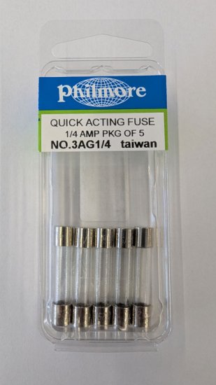 0.25 Amp (250ma) 3AG Glass Fuse (5Pk) Fast Acting 1/4"x1-1/4"
