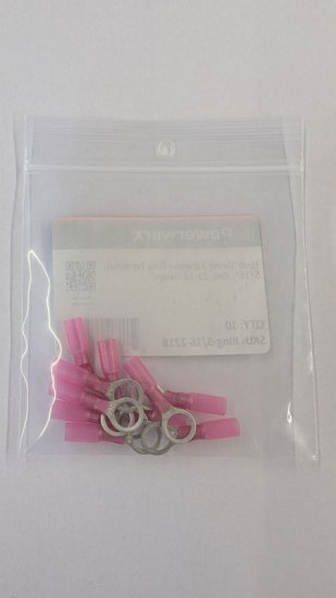 Heat Shrink Adhesive Ring Terminal, 5/16", Red, 22-18 Awg 10Pk