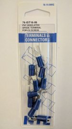 Fork/Spade Insulated Vinyl (PVC) 16-14Awg #6 Stud (10Pk)