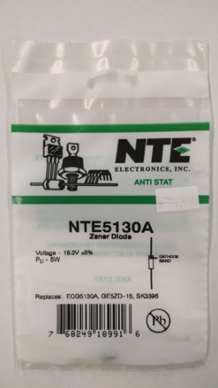 NTE5130A Zener Diode 15.0V 5W Axial Leaded