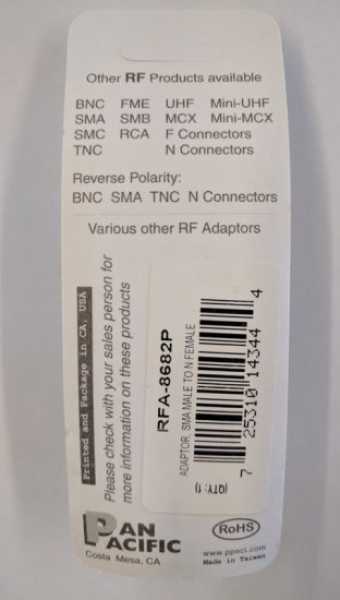 N Jack to SMA Plug Adapter