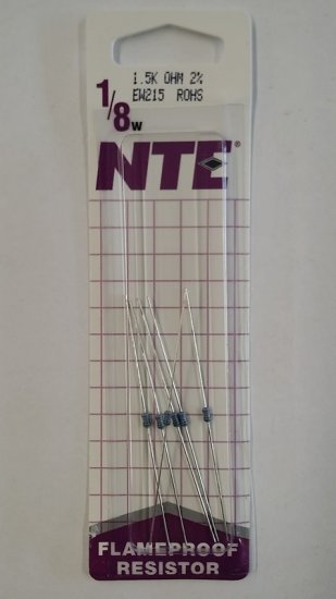 1.5K Ohm, 1/8W, 2% Metal Film Flameproof Resistor (6Pk)