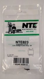 NTE823 IC, Low Voltage Audio Amplifier, 8-Lead DIP