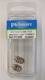 50K Ohm Sub-Mini Trimmer Pot PC Mount (2Pk)