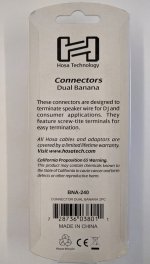 Connector, Dual Banana, Wide Opening, Gold Plated (2Pk)