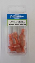 Quick Connect Male Fully-Insulated Nylon 22-18Awg 0.250" (6Pk)