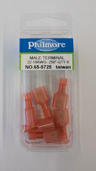 Quick Connect Male Fully-Insulated Nylon 22-18Awg 0.250" (6Pk)