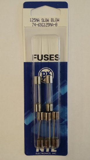 0.125 Amp (125mA) MDL Glass Fuse (5Pk) Slow Blow 6x30mm