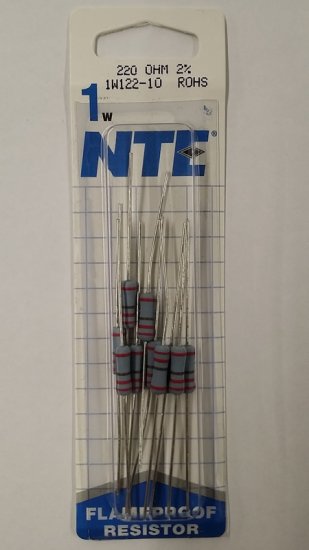 220 Ohm 1 Watt Metal Oxide Film Resistor (10Pk) 2% Tolerance