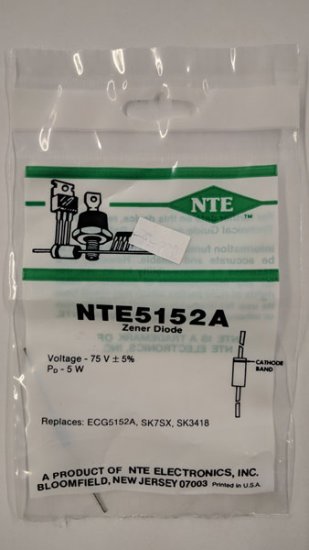 NTE5152A Zener Diode 75.0V 5W Axial Leaded