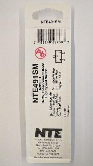 NTE491SM MOSFET N-Ch, Enhancement Mode High Speed Switch