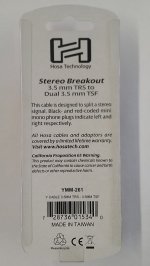 6in Stereo Breakout Cable 3.5mm TRS to Dual 3.5mm TSF