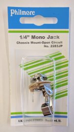 1/4" Mono Jack Chassis Mount Open Circuit