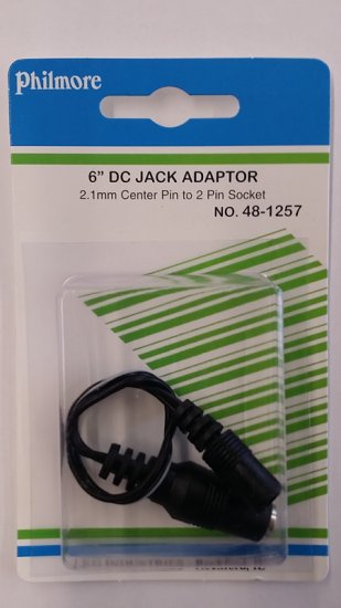 Size N 5.5/2.5mm Coaxial DC Power Jack to 2-Pin Adaptaplug Jack