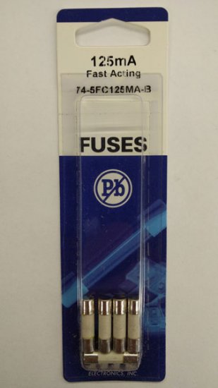 0.125 Amp (125mA) GDA Ceramic Fuse (5Pk) Fast Acting 5x20mm