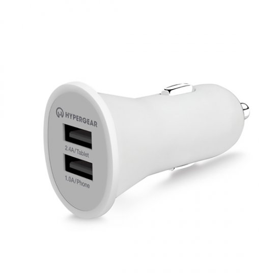 HyperGear Dual USB 2.4A Vehicle Charger - White