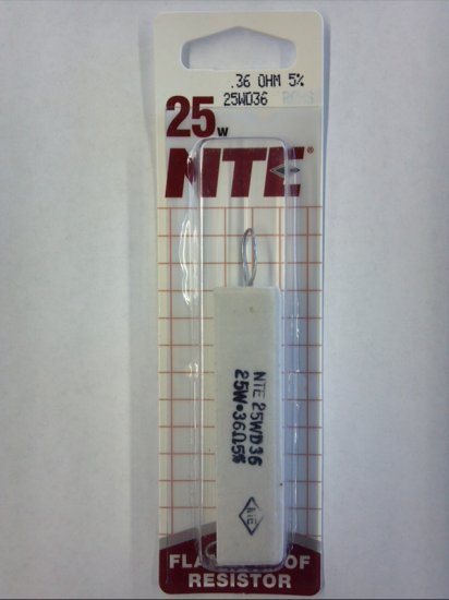 0.36 Ohm 25W Cermet Power Wirewound Resistor 5% Tolerance