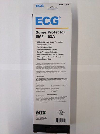 Surge Protector 6 Outlet Metal Case 6Ft Cord 1050 Joules