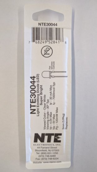 3mm Super Bright White LED 7000mcd Clear Lens