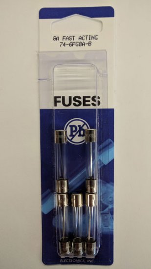 8 Amp (3AG) Glass Fuse (5Pk) Fast Acting 6x30mm