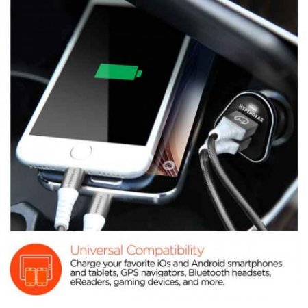 HyperGear High-Power Dual USB 3.4A Car Charger - Black