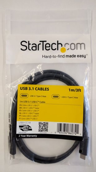 USB-C Cable M/M - 1m (3ft) - USB 3.1 (10Gbps) - USB-IF Certified