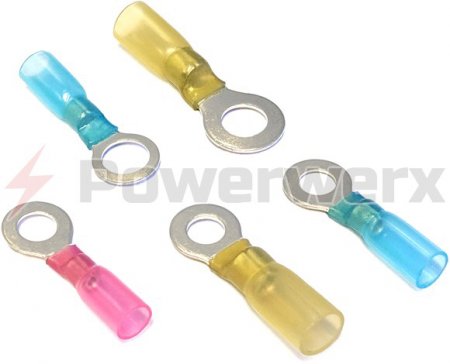 Heat Shrink Adhesive Ring Terminal, 5/16", Yellow 12-10 Awg 10Pk