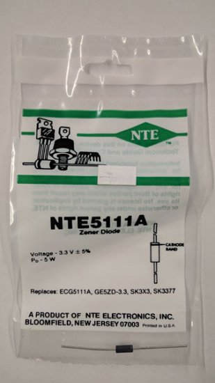 NTE5111A Zener Diode 3.3V 5W Axial Leaded