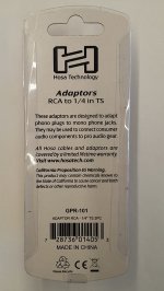 Adaptor RCA to 1/4in TS (2Pk)
