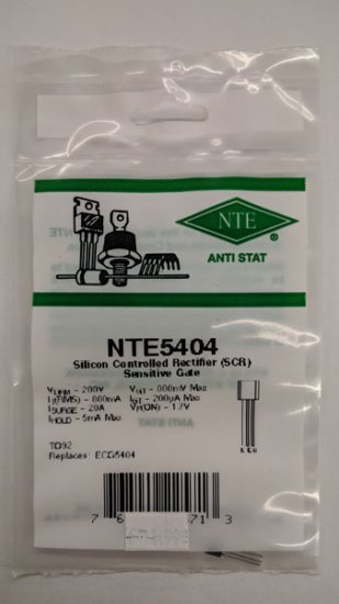 NTE5404 SCR, Sensitive Gate, 200V 0.8A, TO92