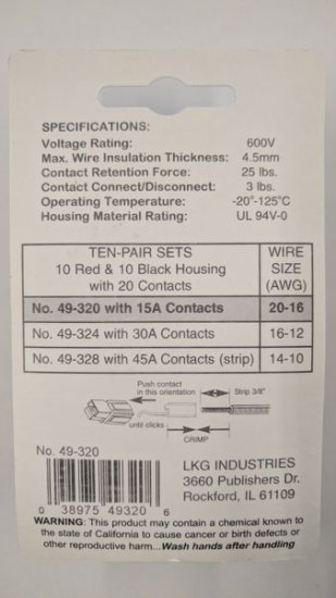 Anderson Power Pole 15A 10-Set, Red/Black 16-20Awg