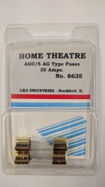 35 Amp 32V Gold (AGU/5AG) Glass Fuse 13/32" x 1-1/2" (2Pk)