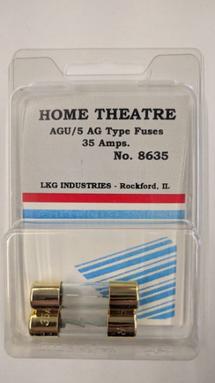35 Amp 32V Gold (AGU/5AG) Glass Fuse 13/32" x 1-1/2" (2Pk)