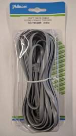 25Ft Silver Data Interconnect Cable (6P6C) For Data Pin1 to Pin1