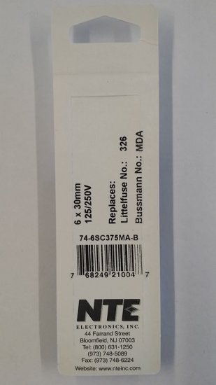 0.375 Amp (375mA) MDA Ceramic Fuse (5Pk) Slow Blow 6x30mm