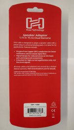 Speaker Adaptor Hosa 1/4in TS to Dual Banana Black 16Awg