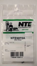 NTE5072A Zener Diode 8.2V 1W, DO-41/DO-15 (2Pk)