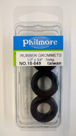 Rubber Grommets 0.500" (1/2") I.D. x 0.750" (3/4') O.D. (3Pk)