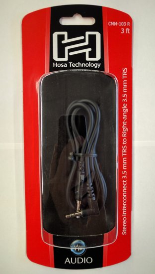 3Ft Stereo Interconnect 3.5mm TRS to 90° 3.5mm TRS