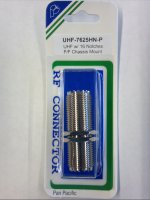 PL-259 Bulkhead Coupler, UHF Jack to UHF Jack (16 Notch)