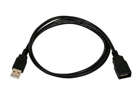 6Ft Black USB 2.0 A Male to A Female Ext. 28/24AWG Cable (Gold)