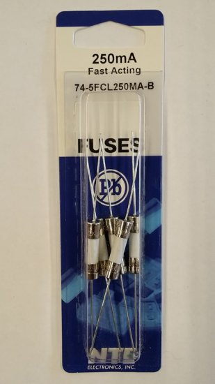 0.25 Amp (250mA) GDA-V Axial Ceramic Fuse 5Pk Fast Acting 5x20mm